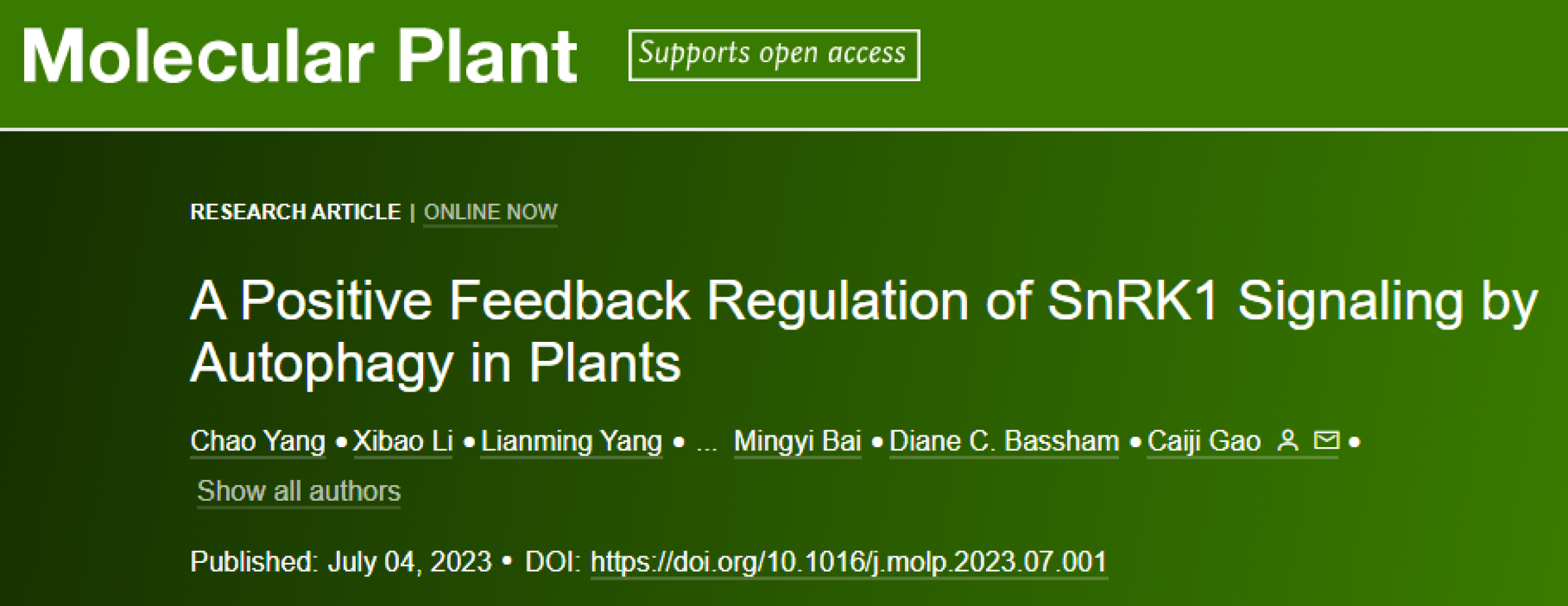 生命科学学院高彩吉课题组在Molecular Plant发表重要研究结果